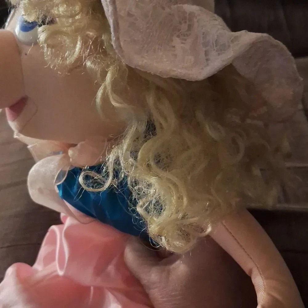 Vintage Miss Piggy Jim Henson's Toy Plush Pink Dress Rose Sun Hat